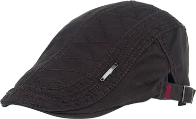 Immagine prodotto di Cappellino da uomo in cotone con visiera piatta e motivo a griglia in stile retrò autunno-inverno, colore: caffè