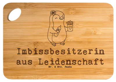 Produktbild von Mr. & Mrs. Panda schneidbrett Imbissbesitzerin Leidenschaft - Transparent - Geschenk, Frühstücksbrettchen, Schneidebrett, Lustig, Brett, Pommesliebe, Holzbrett, Spruch