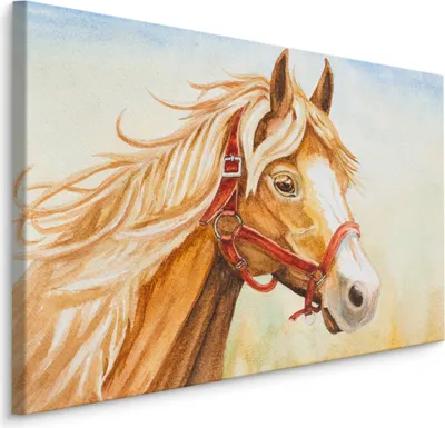 Produktbild von Fabelhafte Canvas LEINWAND BILDER 100x70 cm XXL Kunstdruck Tiere Pferd Gemalt Natur