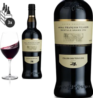 Produktbild von 3er Karton 2008 Banyuls Grand Cru Cuvée Amiral Vilarem von Terres des Templiers - Rotwein