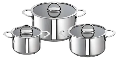 3er-Set Edelstahl-Stieltöpfe, 5 l, ohne Deckel