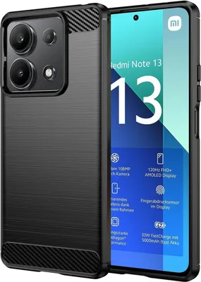 Produktbild von Conie Silikon Schutzhülle für Xiaomi Redmi Note 13 (4G) Tasche Case Cover Bumper TPU Carbon Look Hülle in Schwarz