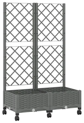 Immagine prodotto di vidaXL Vaso da fiori con supporto a graticcio e ruote, grigio chiaro, 80 x 40 x 131,5 cm