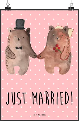 Produktbild von Mr. & Mrs. Panda Bild Bär Heirat DIN A2 - Rot Pastell - Geschenk, drucke, wanddeko, Wandbild, Plakat, Verheiratet Heirate Hochzeit Hochzeitsgeschenk Hochzeitspaar, Teddy
