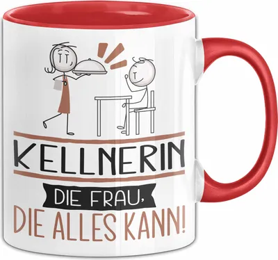 Produktbild von Kellnerin Geschenk Tasse Becher Die Frau Die Allen Kann Geschenkidee für eine Kellnerin Lustig (Rot)