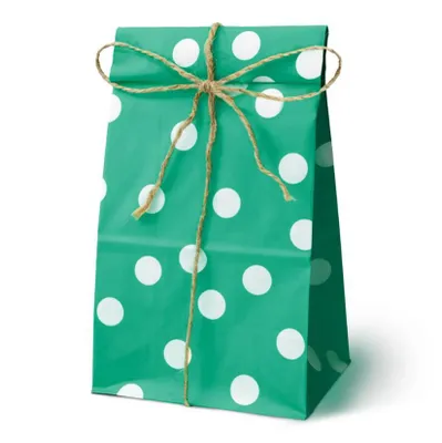 Papier Geschenktüten 10 Stück 10x7x28 cm grün Punkte Süßigkeiten Geschenkbeutel Geburtstag Mitgebsel