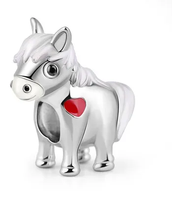 Produktbild von Gnoce Charm Pferd mit Herz DSC019 Silber