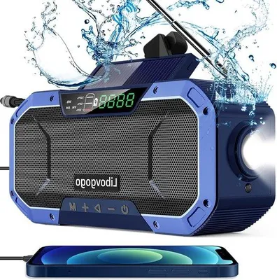 Immagine prodotto di Radio FM/AM portatile con power bank e torcia a LED, impermeabile per il campeggio all'aperto