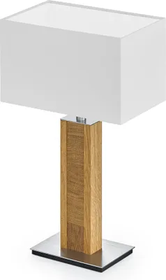 Produktbild von Karl K Quadra Tischlampe mit Kopfholzapplikation Baumwolle weiß Nickel matt gebürstet