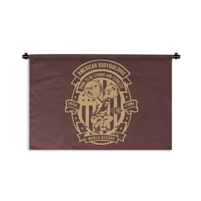 Produktbild von MuchoWow® Wandteppich Wandbehang Mannshöhle - Sport - Bodybuilding - Fahne - Vintage 60x40 cm Tapisserie Dekoration Wandtuch - Wanddekorationen