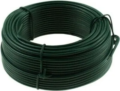 Zdjęcie produktu dla Drut wiązałkowy Drut kwiatowy Drut rzemieślniczy Siatka druciana ogrodzeniowa zielona PCV Ø 2,0 mm x 50 m