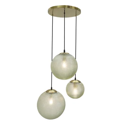 Produktbild von Olucia - DOLF - Pendelleuchte - Grün / Messing - 3 Lampen