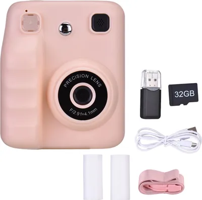 Obrázok produktu pre Plyisty 48MP videokamera pre deti od 3 do 14 rokov, fotoaparát na okamžitú tlač s tlačovým papierom a 32G kartou, HD digitálna kamera pre deti od 3 do 14 rokov (Ružová)