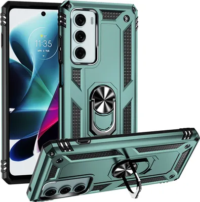 Produktbild von Moto G200 5G Hülle, Dual Layer Robust Militäre Schutzhülle mit Ringhalterung Ständer für Motorola Moto G200 5G Grün
