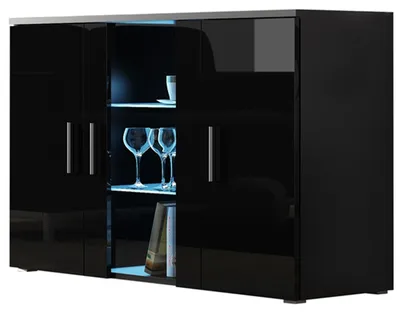 Obrázek produktu pro Komoda BRNO SH8D černá / černý lesk