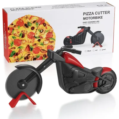 Motorrad-Pizzaschneider aus Edelstahl, Antihaftbeschichtung, 1 Stück