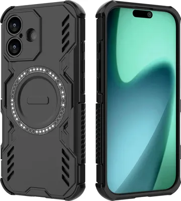 Produktbild von Magnetisch Hülle für iPhone 17, Hybrid PC TPU Bumper Stoßfestes Loch Wärmeableitung Handyhülle Schwarz