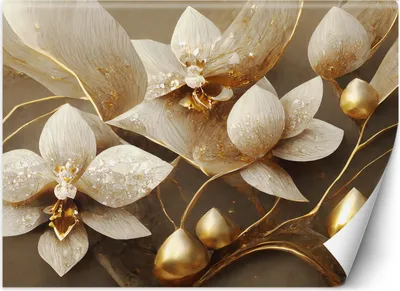 Produktbild von Vlies fototapete 3D Blumen Glamour Gold 100x70 cm Feeby Gold inkl. Kleber einfache Montage