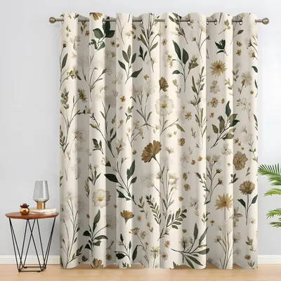 Produktbild von Verdunkelungsrollos – Beige mit Blumenmuster – 107x160 cm – 2 Stück