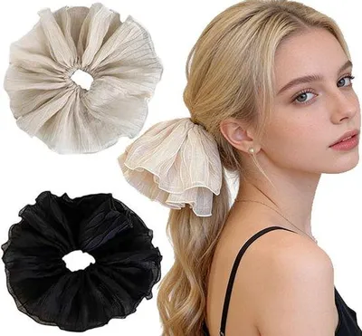 Produktbild von Haaraccessoires – Großes Haargummi – Haargummi-Set – 2 Stück – 27 cm – Große Jumbo-Haargummis – Weiches Haargummi – Haargummi – Geschenk für Frauen