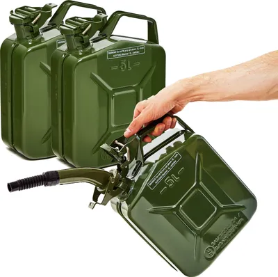 Produktbild von BW® Kraftstoffkanister Metall Benzinkanister 3x 5 Liter mit Ausgießer - Olivegrün RAL 6003 - UN-Zulassung - Hergestellt in Europa