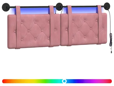 Produktbild von Hängendes Kopfteil Mit LED Licht Rosa Samt