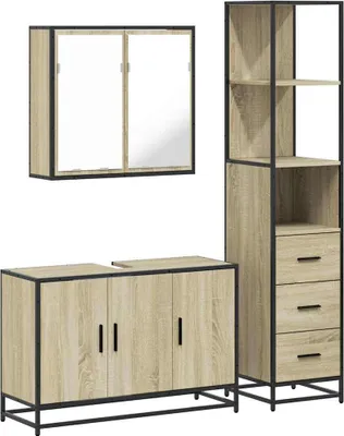 Obrázek produktu pro 3dílný set koupelnového nábytku dub sonoma kompozitní dřevo