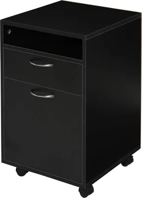 Produktbild von Rollcontainer Praktischer Aktenschrank In Schwarz, 40X35X60Cm, Mit Schublade Für Büro & Homeoffice