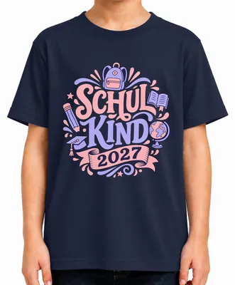Produktbild von Schulkind 2027 Einschulung Mädchen Erster Schultag Grundschule Kinder T-Shirt, Navy, 140