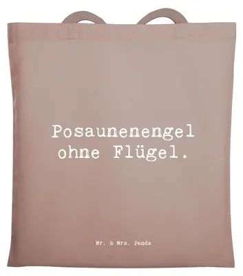 Produktbild von Mr. & Mrs. Panda Jutebeutel Spruch Engel Posaune - Braun Pastell - Geschenk, Lernen, Musik, Tote Bag, Musikinstrument, Stoffbeutel, einkaufsshopper, Musikerwitz, Tasche