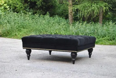 Image de Chesterfield Tabouret Tissu Design Canapé Rembourrage Textile Moderne Noir Assis