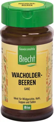 Produktbild von Brecht Gewürzmühle Wacholderbeeren ganz Glas 25g,