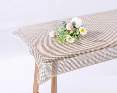 Produktbild von Gartentischdecke Karo Schaum PVC Weichschaum 130 x 220 cm - beige