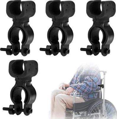 Produktbild von Allzweckständer für Rollator, Rollstuhl, E-Bike, Scooter - 4 Stück - Universeller Stabhalter