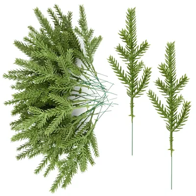 35 künstliche Tannenzweige, 17 cm, grün, für Weihnachtsdekoration