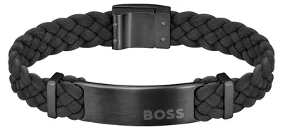 Imagen del producto de Pulsera para hombre de la colección DYLAN de BOSS Jewelry, con trenza negra
