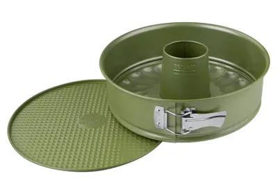 Produktbild von Zenker Springform Green Vision mit Flach- und Rohrboden, Backform, Kuchenform, Stahlblech, Sparkling Green, 26 cm, 7453