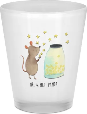Produktbild von Mr. & Mrs. Panda Likör Glas Maus Sterne - Transparent - Geschenk, Pinnchen, Gläschen, Taufe, Geburt, Hoffnung, Stamper, Tiermotive, Schnapsglas, Geburtstag, Shotglas
