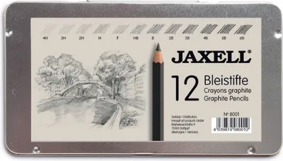 Produktbild von 12 Bleistifte Graphitstifte Zeichenstifte 4H - 6B Jaxell 8001