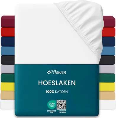 Productafbeelding van Jersey hoeslaken, 120 x 200 cm, 100% katoen, geschikt voor matrassen tot 30 cm, ademend