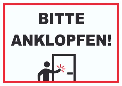 Produktbild von Schild Bitte anklopfen waagerecht A4 Rückseite selbstklebend