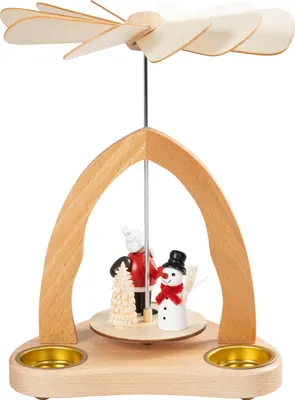 Produktbild von 1-stöckige Tischpyramide Weihnachtsmann und Schneemann, bunt (20cm) von Saico Seiffen