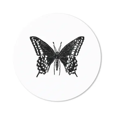 Produktbild von MuchoWow® Mauspad Mousepad Schmetterling - Tiere - Retro - Schwarz und weiß 20x20 cm - Mousepads - Maus Mat - Pad - Mausunterlage - Schreibtischmatte
