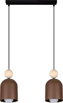 Produktbild von Pendelleuchte Metall E27 H: max. 95 cm Schwarz Rostbraun Natur 2-flammig länglich Hängelampe