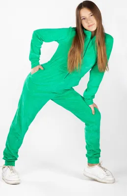 Produktbild von Mädchen Plüsch-Overall Lang Klassisch grün