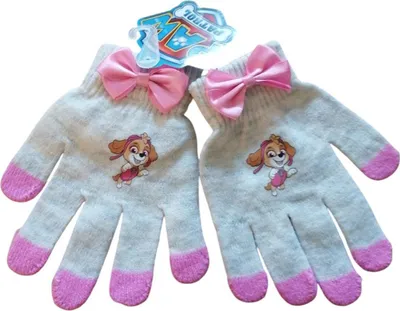 Produktbild von PAW Patrol Strick-Handschuhe für Mädchen | Grau-Rosa | Für Kinder von 4 bis 8 Jahren