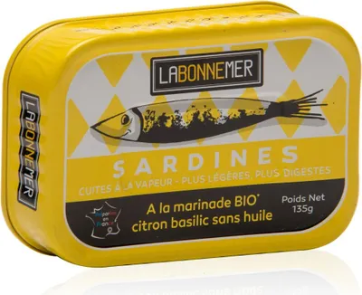Produktbild von La Bonne Mer Sardinen mit Zitrone und Basilikum-Marinade ohne Öl