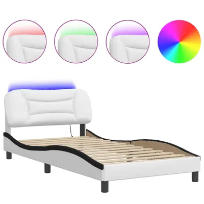 Zdjęcie produktu dla Rama łóżka z LED bez materaca, Hvar, biało-czarna, 100x200 cm