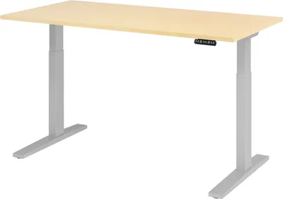 Immagine prodotto di Scrivania regolabile in altezza XMKA | 2 motori | 120-180 cm | elettrica | acero, colore telaio:argento, dimensioni piano d'appoggio:160 x 80 cm