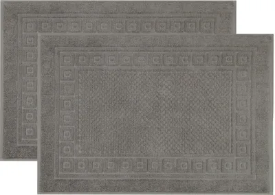 Produktbild von 2er Set Badematte Badvorleger mit Waffelmuster, 100% Baumwolle, 50x70 cm, grau